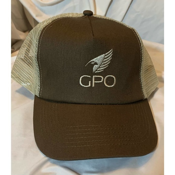 GPO German Precision Optics Shooting SnapBack Trucker Hat Brown w Mesh Cap New! - Picture 2 of 6